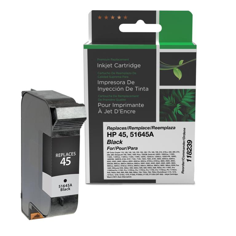100% New Alternative Black Ink Cartridge for HP 45 (51645A)